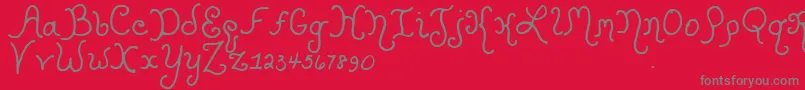 Kristencurlyyoff-Schriftart – Graue Schriften auf rotem Hintergrund