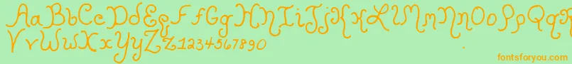 Kristencurlyyoff Font – Orange Fonts on Green Background