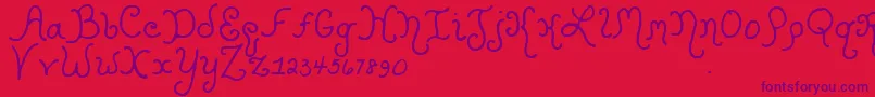 Kristencurlyyoff Font – Purple Fonts on Red Background