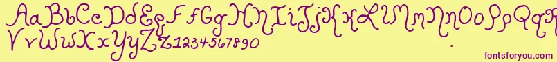 Kristencurlyyoff Font – Purple Fonts on Yellow Background