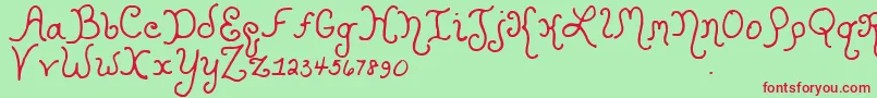 Kristencurlyyoff Font – Red Fonts on Green Background