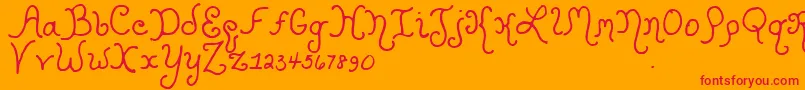 Kristencurlyyoff Font – Red Fonts on Orange Background