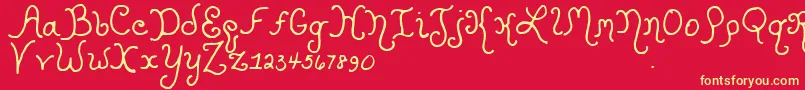 Kristencurlyyoff Font – Yellow Fonts on Red Background