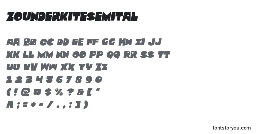Schriftart Zounderkitesemital – Alphabet, Zahlen, spezielle Symbole