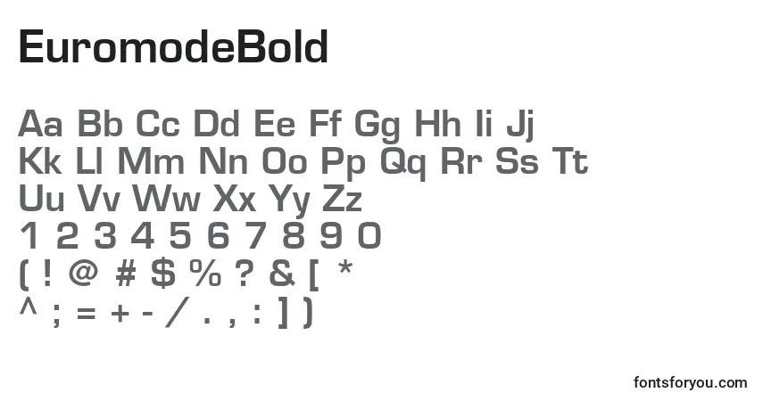 Шрифт EuromodeBold – алфавит, цифры, специальные символы