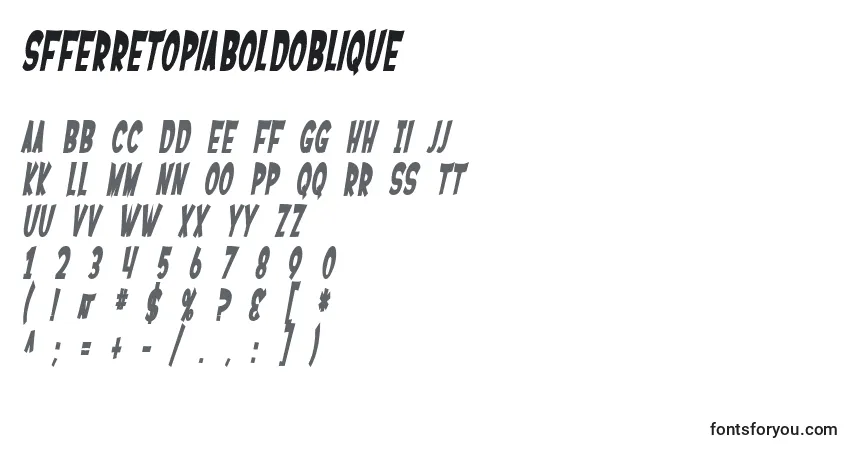 Schriftart SfFerretopiaBoldOblique – Alphabet, Zahlen, spezielle Symbole