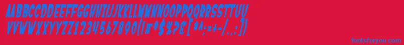 Fonte SfFerretopiaBoldOblique – fontes azuis em um fundo vermelho