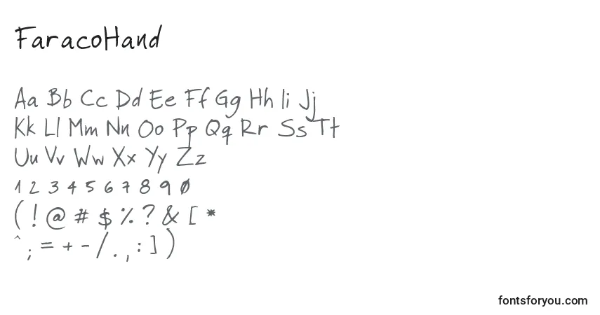 Schriftart FaracoHand – Alphabet, Zahlen, spezielle Symbole