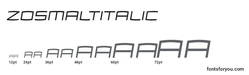 Размеры шрифта ZosmaltItalic