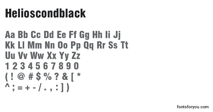 A fonte Helioscondblack – alfabeto, números, caracteres especiais