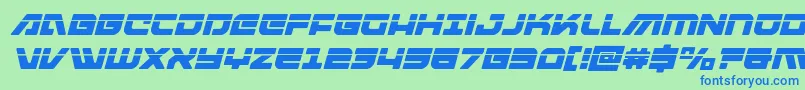 フォントArmedlightninglaseritalic – 青い文字は緑の背景です。