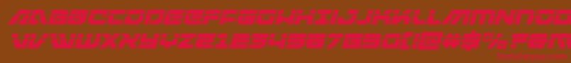 フォントArmedlightninglaseritalic – 赤い文字が茶色の背景にあります。
