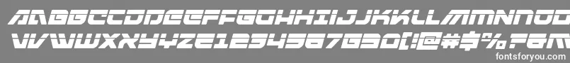 Armedlightninglaseritalic-fontti – valkoiset fontit harmaalla taustalla