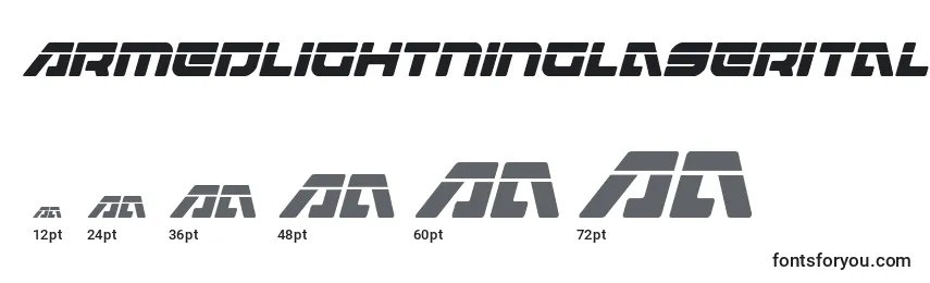 Размеры шрифта Armedlightninglaseritalic