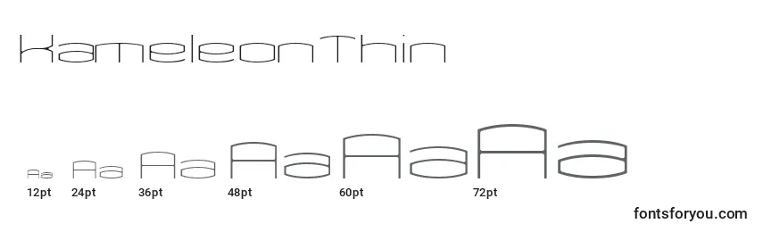 sizes of kameleonthin font, kameleonthin sizes