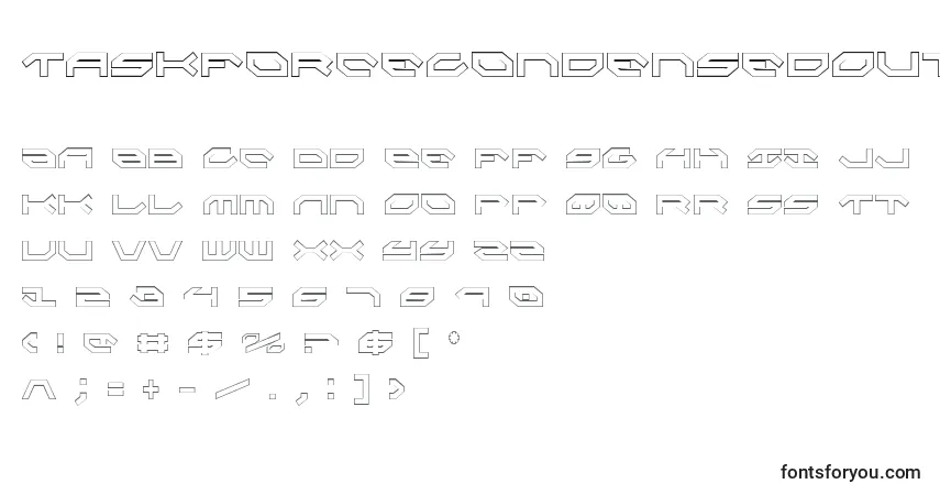 characters of taskforcecondensedoutline font, letter of taskforcecondensedoutline font, alphabet of  taskforcecondensedoutline font