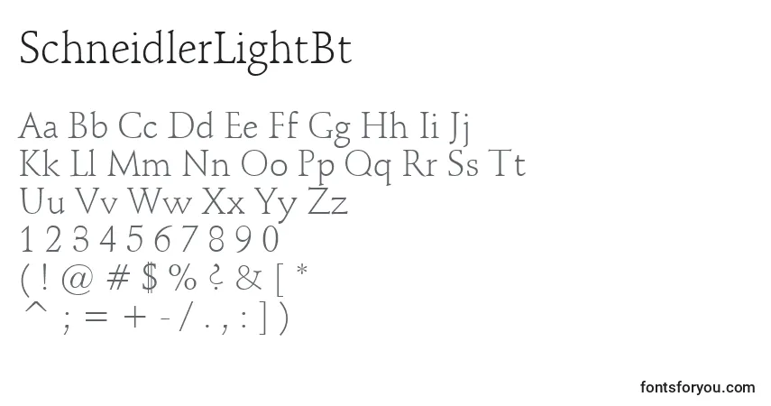 characters of schneidlerlightbt font, letter of schneidlerlightbt font, alphabet of  schneidlerlightbt font