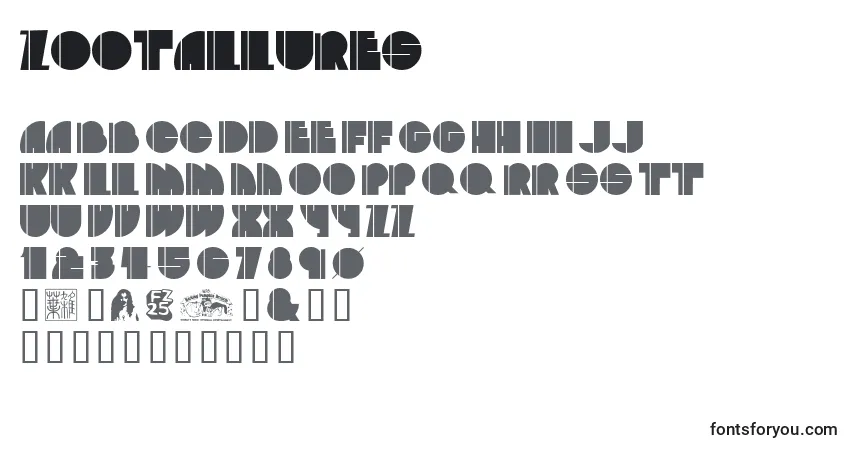 characters of zootallures font, letter of zootallures font, alphabet of  zootallures font