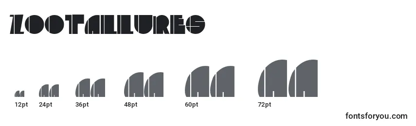 sizes of zootallures font, zootallures sizes