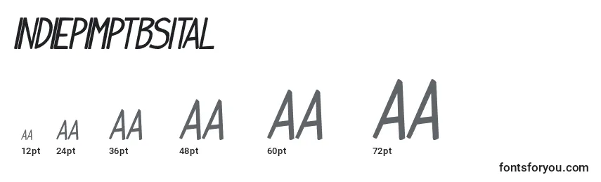 sizes of indiepimptbsital font, indiepimptbsital sizes