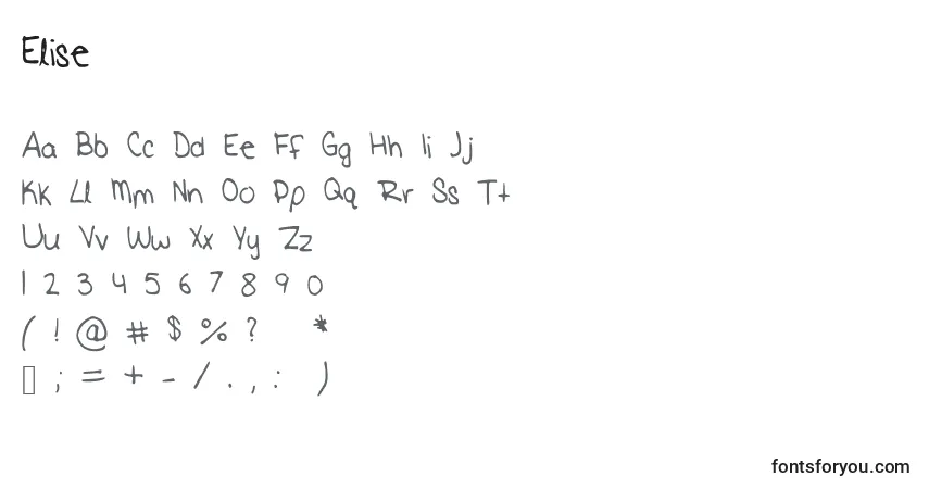 A fonte Elise – alfabeto, números, caracteres especiais