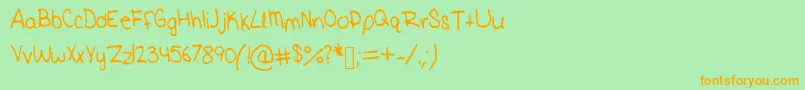 フォントElise – オレンジの文字が緑の背景にあります。