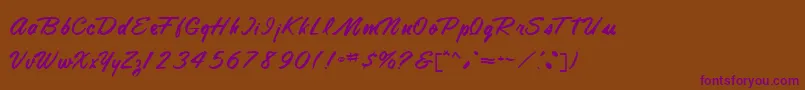 TamteSemiScriptRegular Font – Purple Fonts on Brown Background