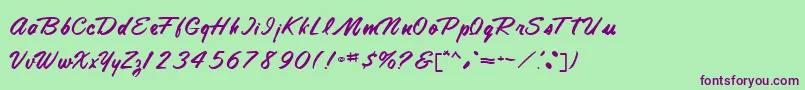 TamteSemiScriptRegular Font – Purple Fonts on Green Background