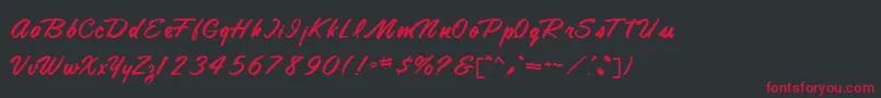 フォントTamteSemiScriptRegular – 黒い背景に赤い文字