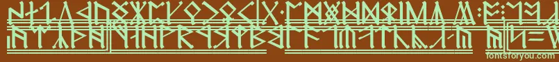 フォントCirthErebor2 – 緑色の文字が茶色の背景にあります。