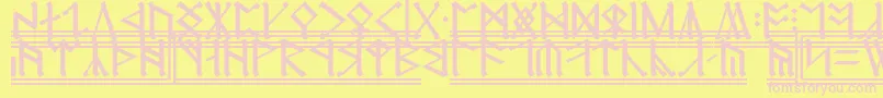 CirthErebor2-fontti – vaaleanpunaiset fontit keltaisella taustalla