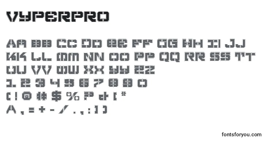 Schriftart VyperPro – Alphabet, Zahlen, spezielle Symbole