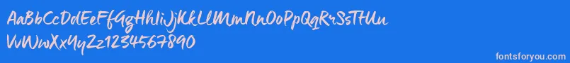 ManeoTrial Font – Pink Fonts on Blue Background