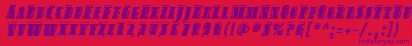 Czcionka SfavondalescinlineItalic – fioletowe czcionki na czerwonym tle