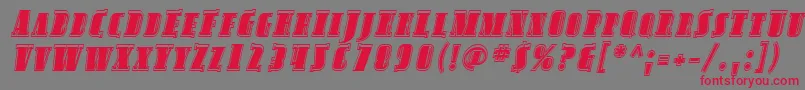 フォントSfavondalescinlineItalic – 赤い文字の灰色の背景