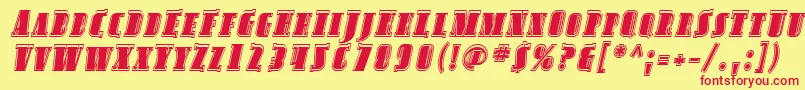 Fonte SfavondalescinlineItalic – fontes vermelhas em um fundo amarelo