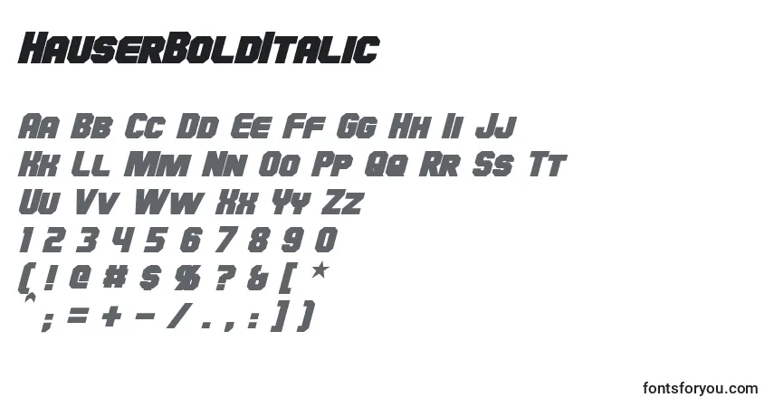 HauserBoldItalicフォント–アルファベット、数字、特殊文字