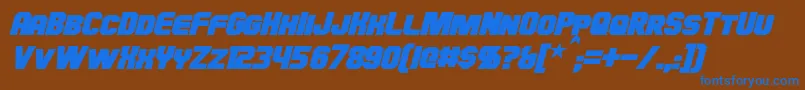 HauserBoldItalic-fontti – siniset fontit ruskealla taustalla
