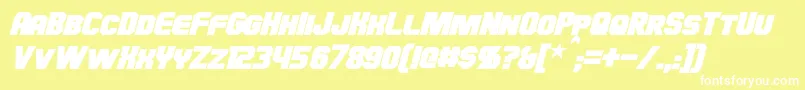 HauserBoldItalic-fontti – valkoiset fontit keltaisella taustalla