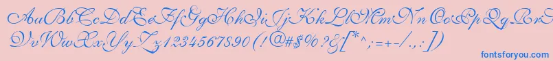 フォントAllegrettoScriptTwo – ピンクの背景に青い文字