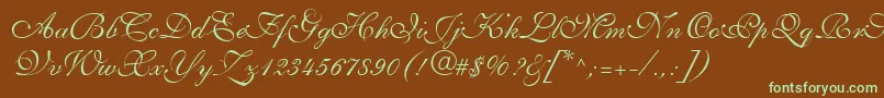 AllegrettoScriptTwo Font – Green Fonts on Brown Background