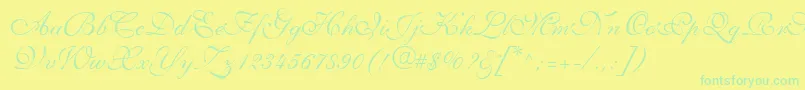 AllegrettoScriptTwo Font – Green Fonts on Yellow Background