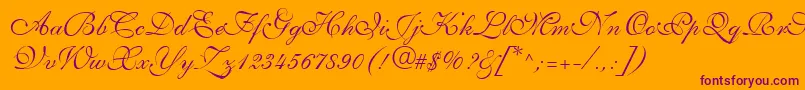 AllegrettoScriptTwo Font – Purple Fonts on Orange Background