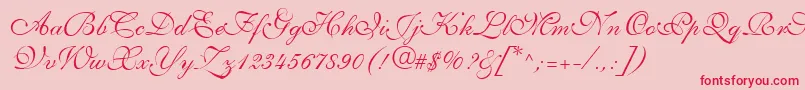 AllegrettoScriptTwo Font – Red Fonts on Pink Background