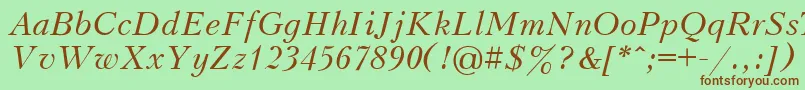 Fonte Kudri2 – fontes marrons em um fundo verde