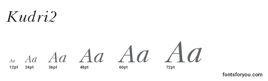 Размеры шрифта Kudri2