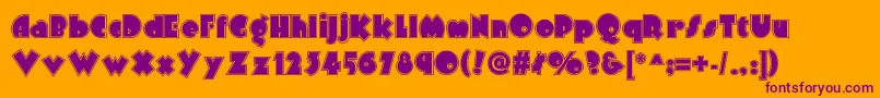 Arbuckleinlinenf-Schriftart – Violette Schriften auf orangefarbenem Hintergrund