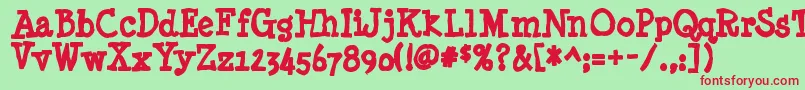Minyanouvelleink Font – Red Fonts on Green Background