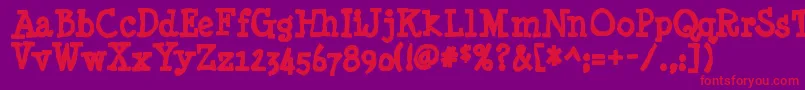 Minyanouvelleink-Schriftart – Rote Schriften auf violettem Hintergrund