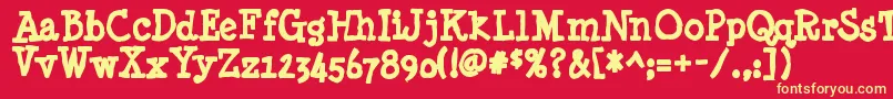 フォントMinyanouvelleink – 黄色の文字、赤い背景